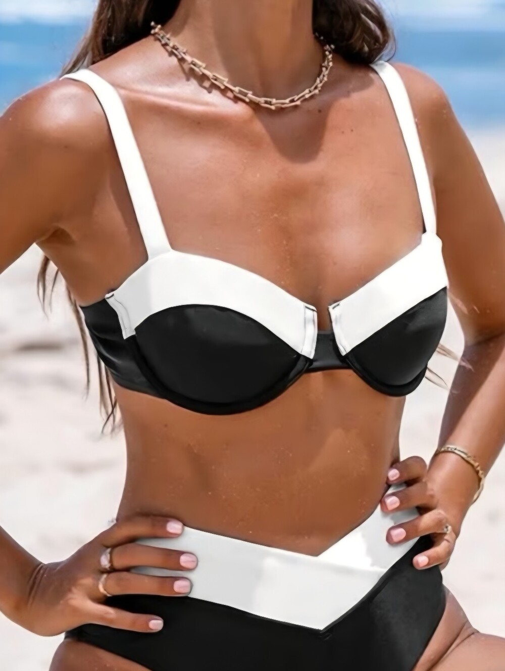 Cupshe JoJo Colorblock Underwire Bikini Top, Large, NWT